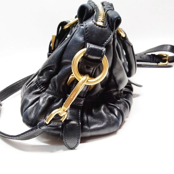 Authentic Prada Hand Bag Nappa Gaufre 2way Black Leather mn720-121725 - Picture 3 of 16